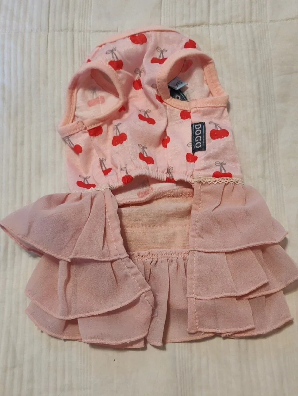 Pink Cherry Ruffle Dog Dress with Bow